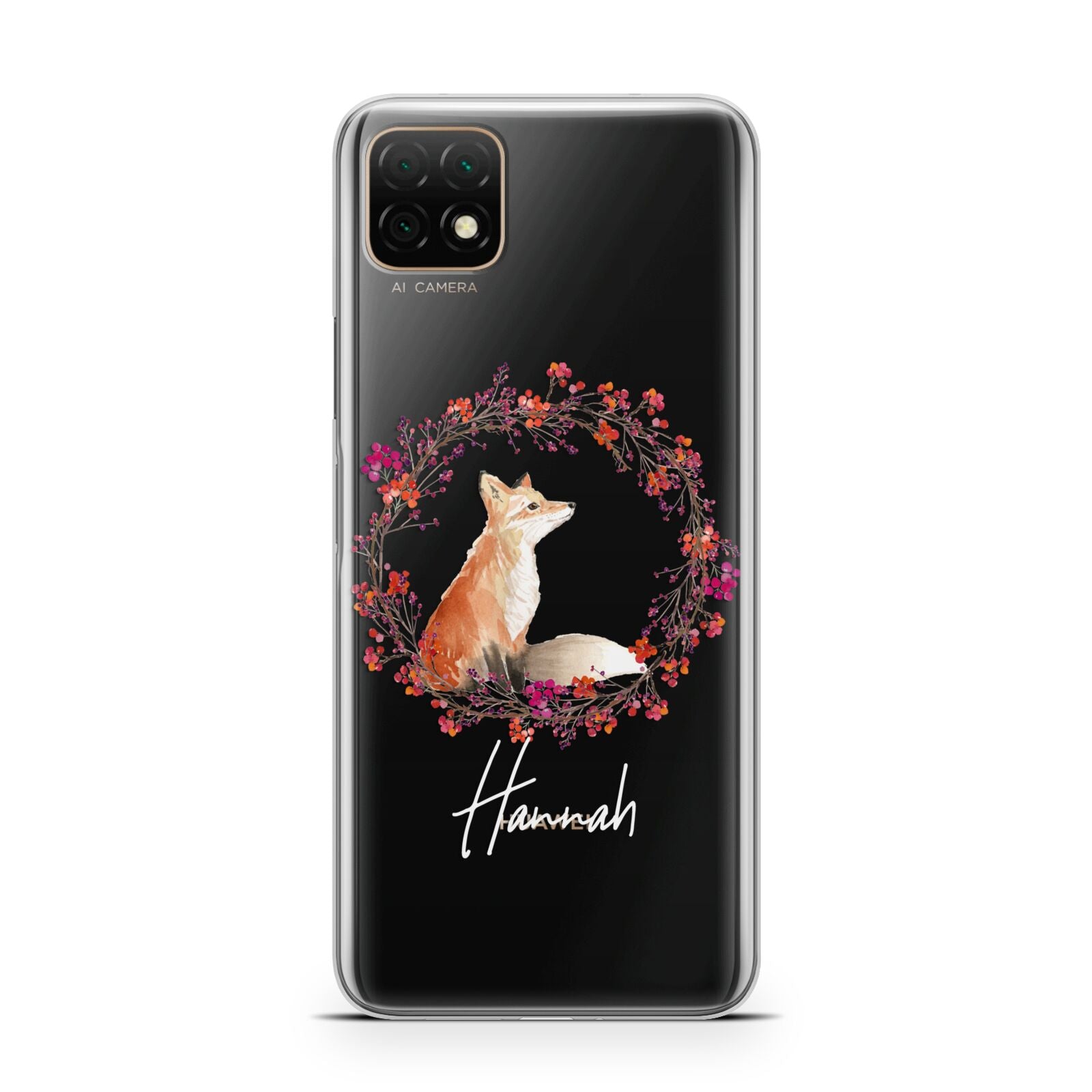 Personalised Fox Christmas Wreath Huawei Enjoy 20 Phone Case