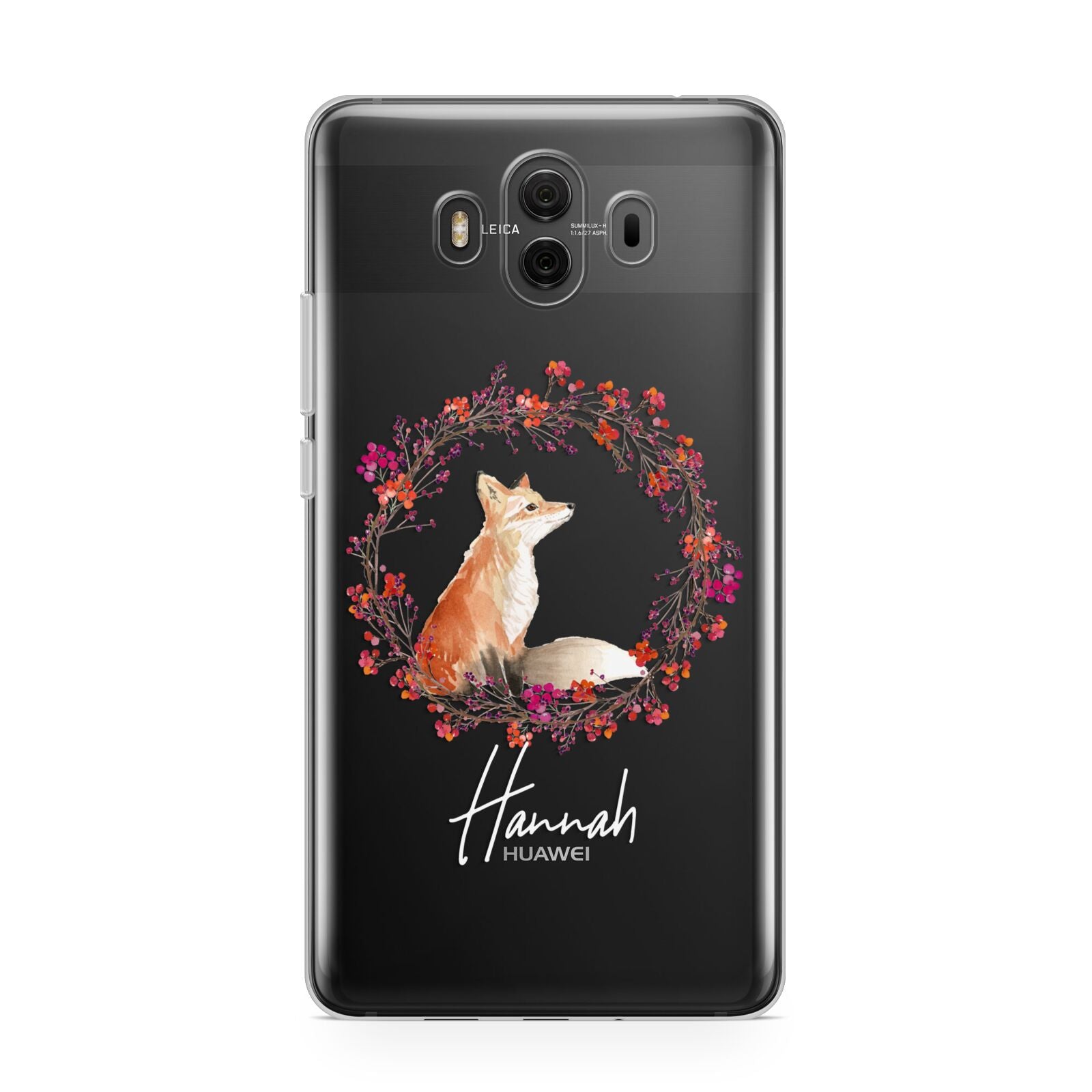 Personalised Fox Christmas Wreath Huawei Mate 10 Protective Phone Case