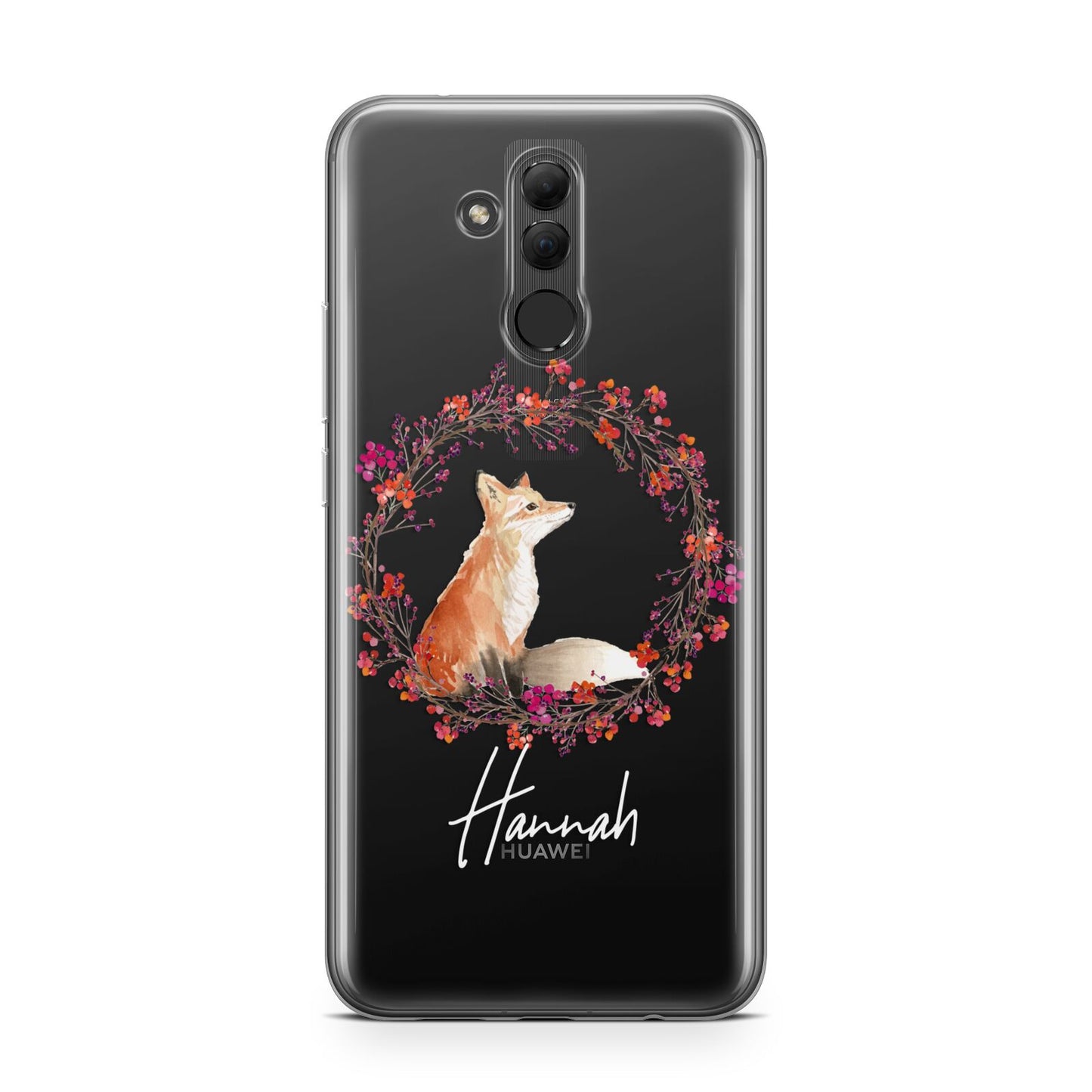 Personalised Fox Christmas Wreath Huawei Mate 20 Lite