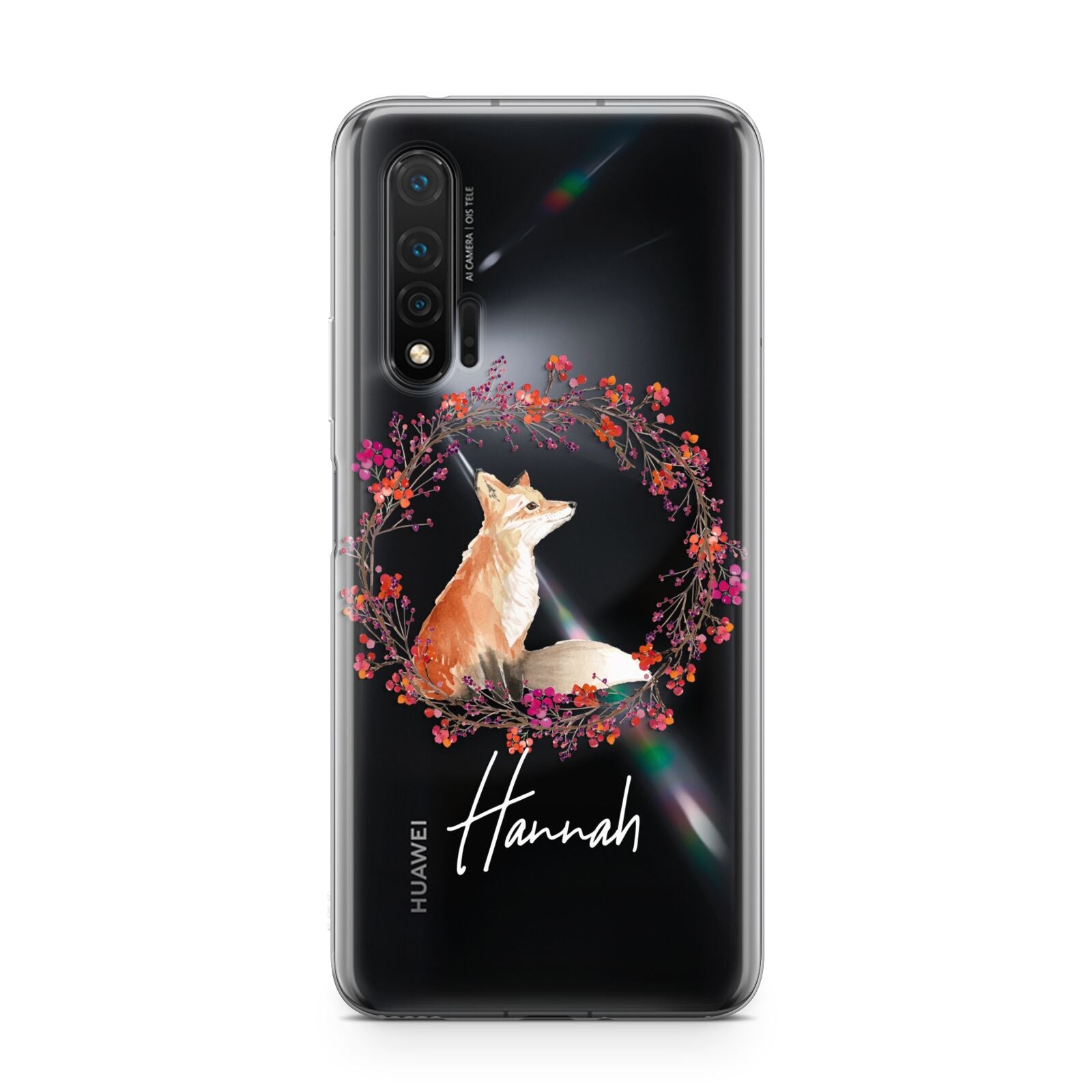 Personalised Fox Christmas Wreath Huawei Nova 6 Phone Case