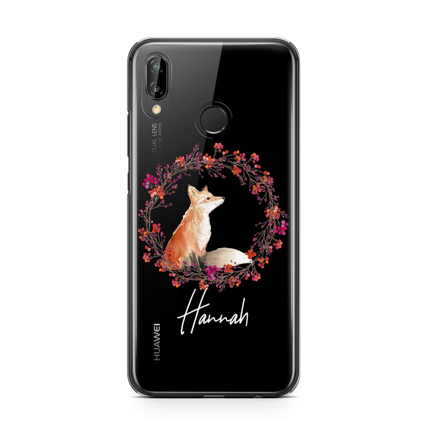 Personalised Fox Christmas Wreath Huawei P20 Lite Phone Case