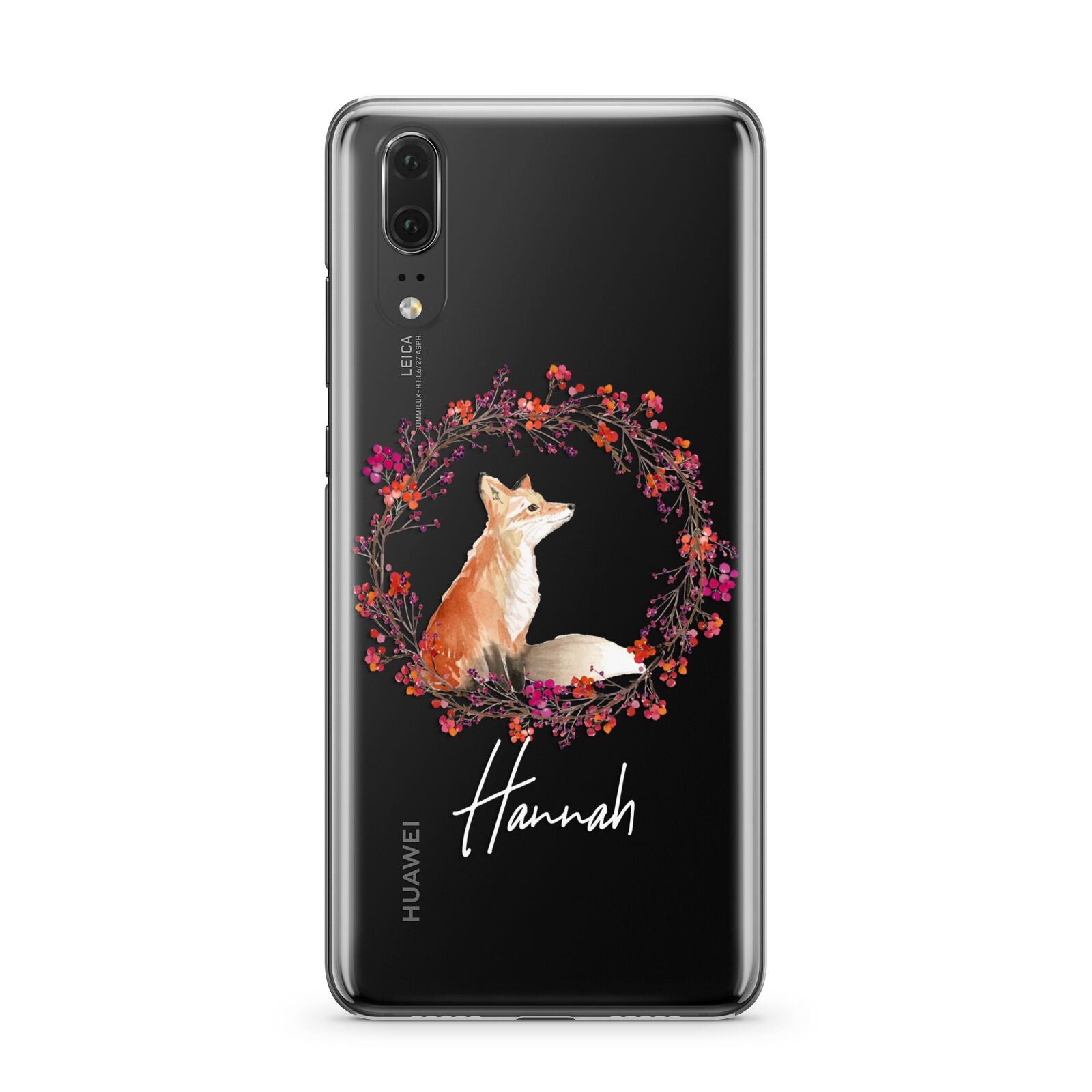 Personalised Fox Christmas Wreath Huawei P20 Phone Case