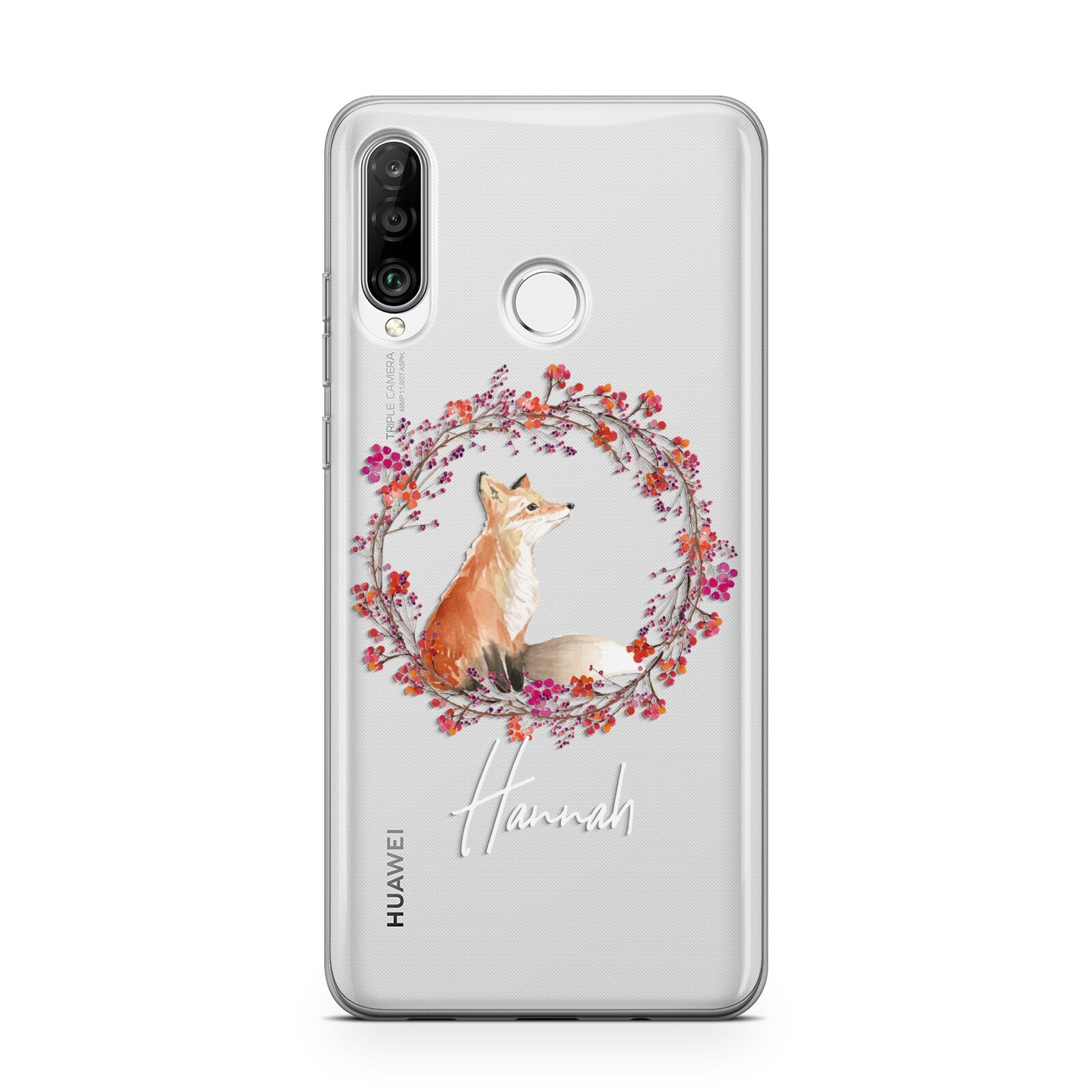 Personalised Fox Christmas Wreath Huawei P30 Lite Phone Case