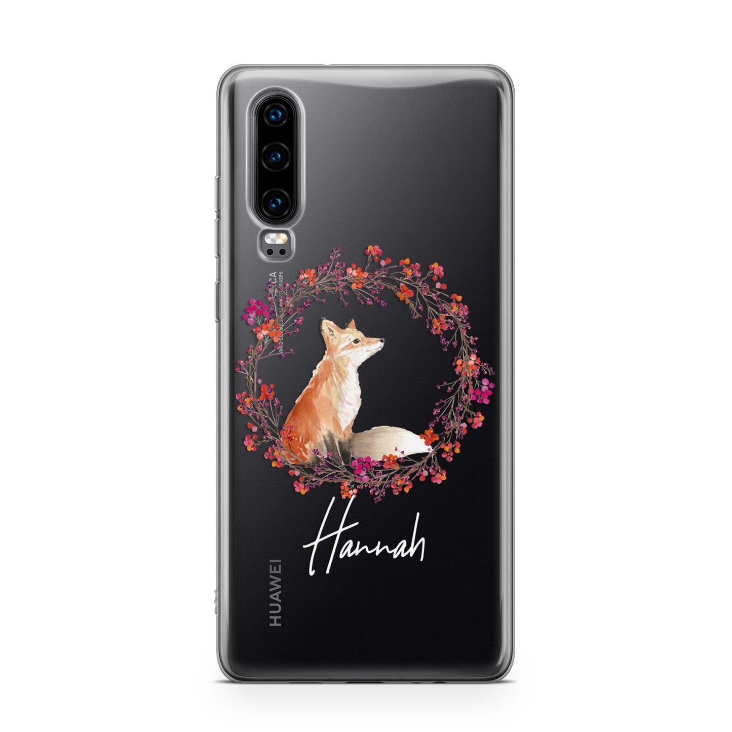 Personalised Fox Christmas Wreath Huawei P30 Phone Case