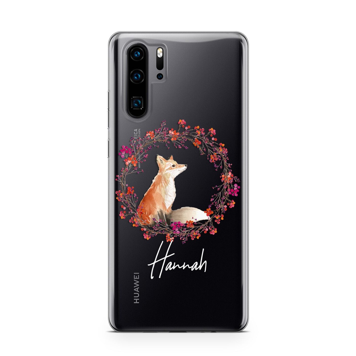 Personalised Fox Christmas Wreath Huawei P30 Pro Phone Case