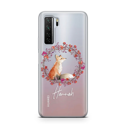 Personalised Fox Christmas Wreath Huawei P40 Lite 5G Phone Case