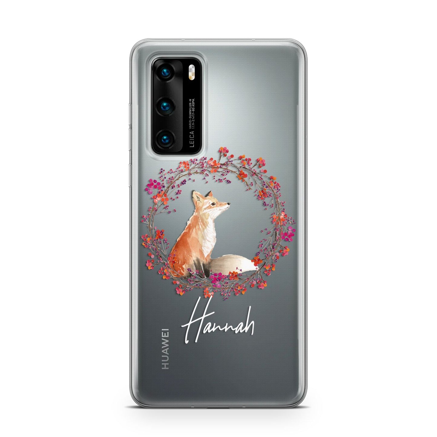 Personalised Fox Christmas Wreath Huawei P40 Phone Case