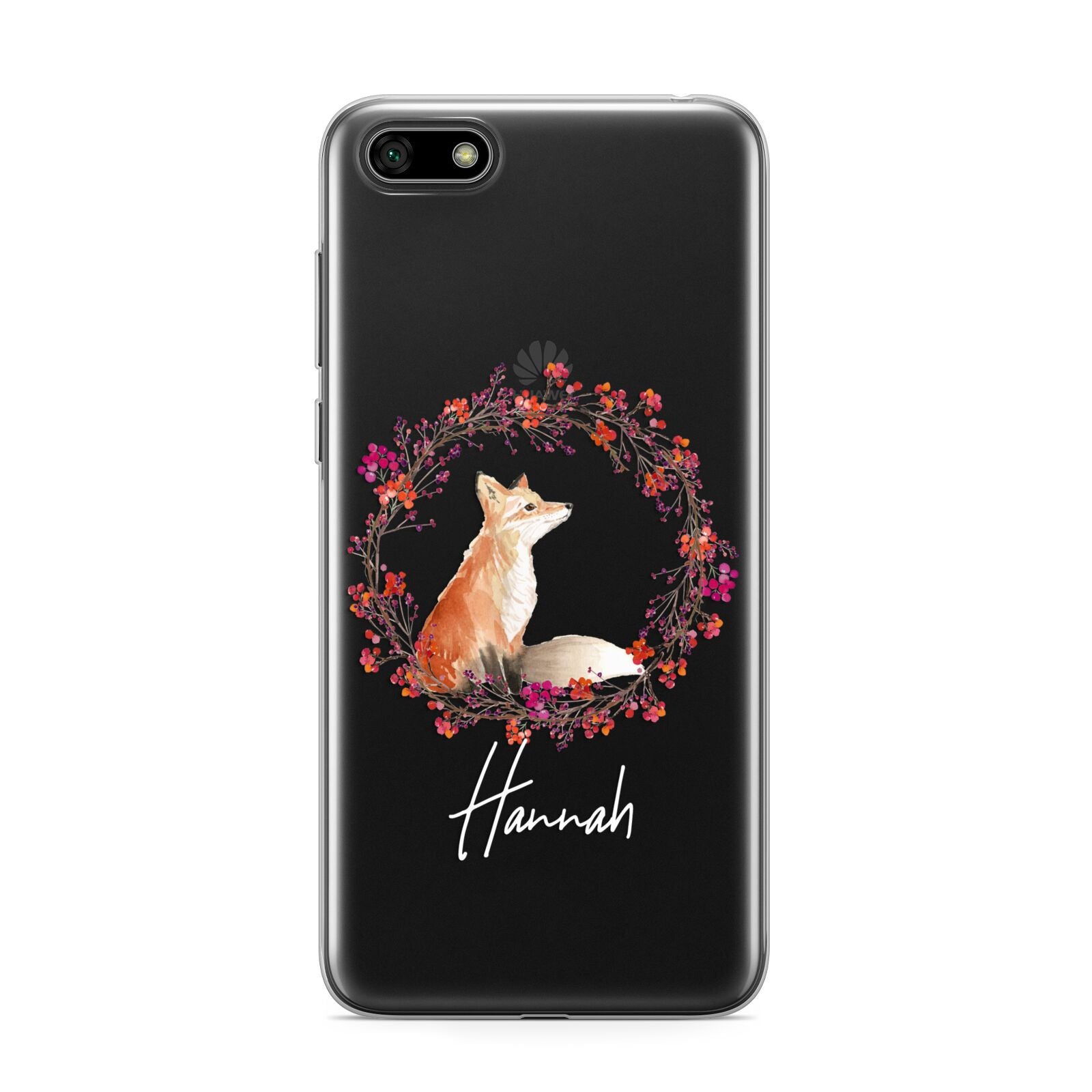 Personalised Fox Christmas Wreath Huawei Y5 Prime 2018 Phone Case