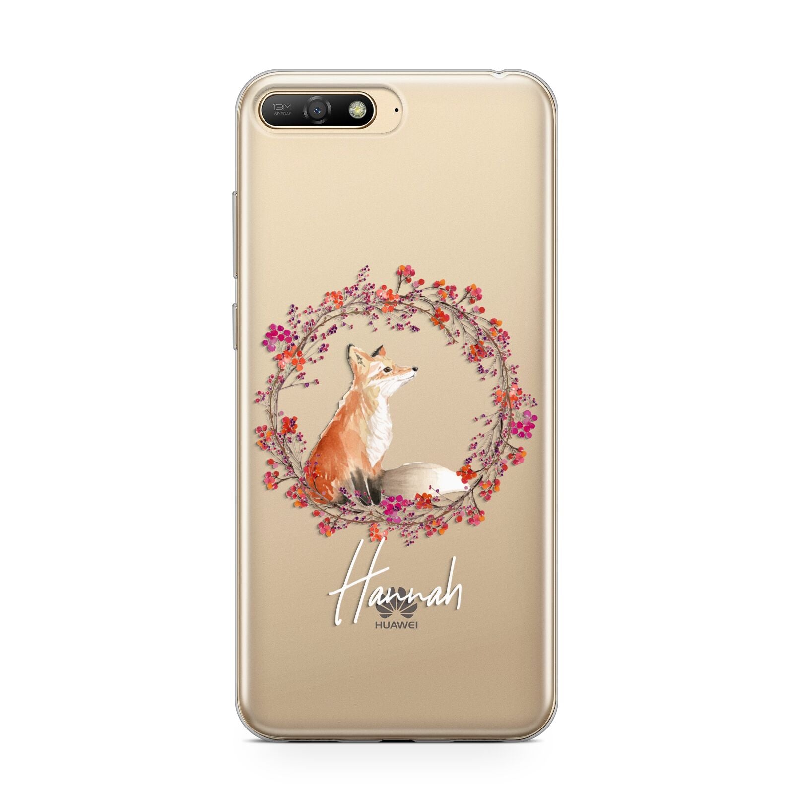 Personalised Fox Christmas Wreath Huawei Y6 2018