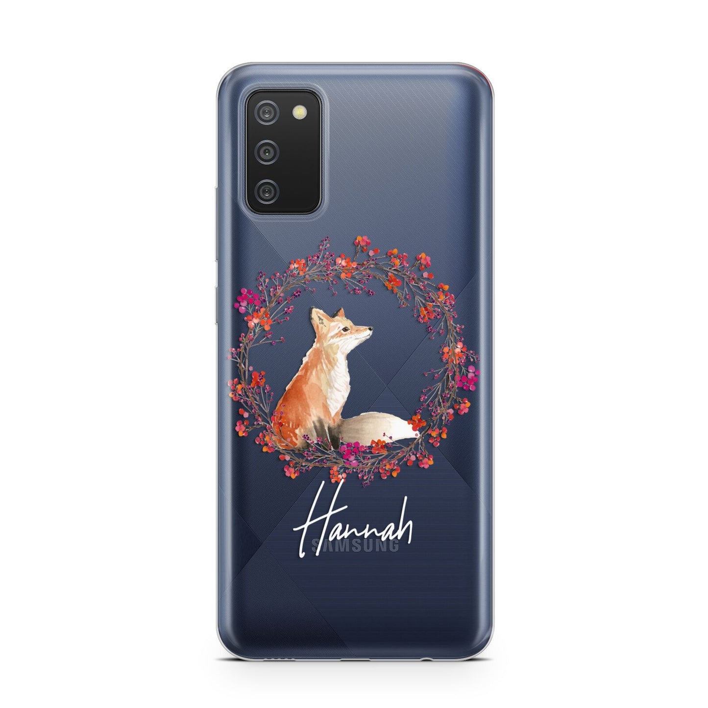 Personalised Fox Christmas Wreath Samsung A02s Case