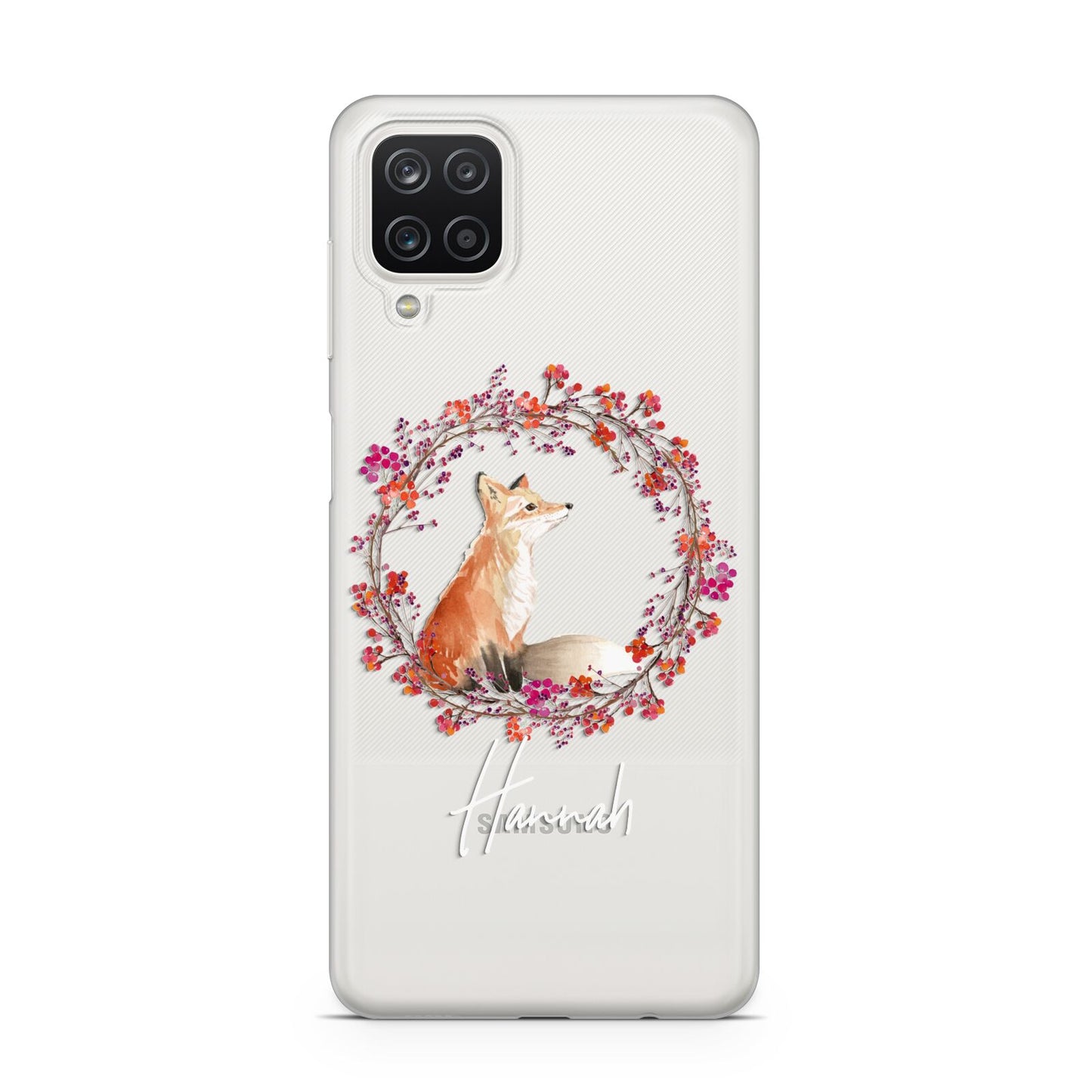 Personalised Fox Christmas Wreath Samsung A12 Case