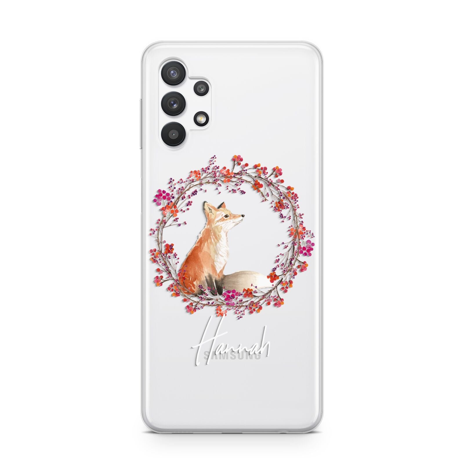 Personalised Fox Christmas Wreath Samsung A32 5G Case