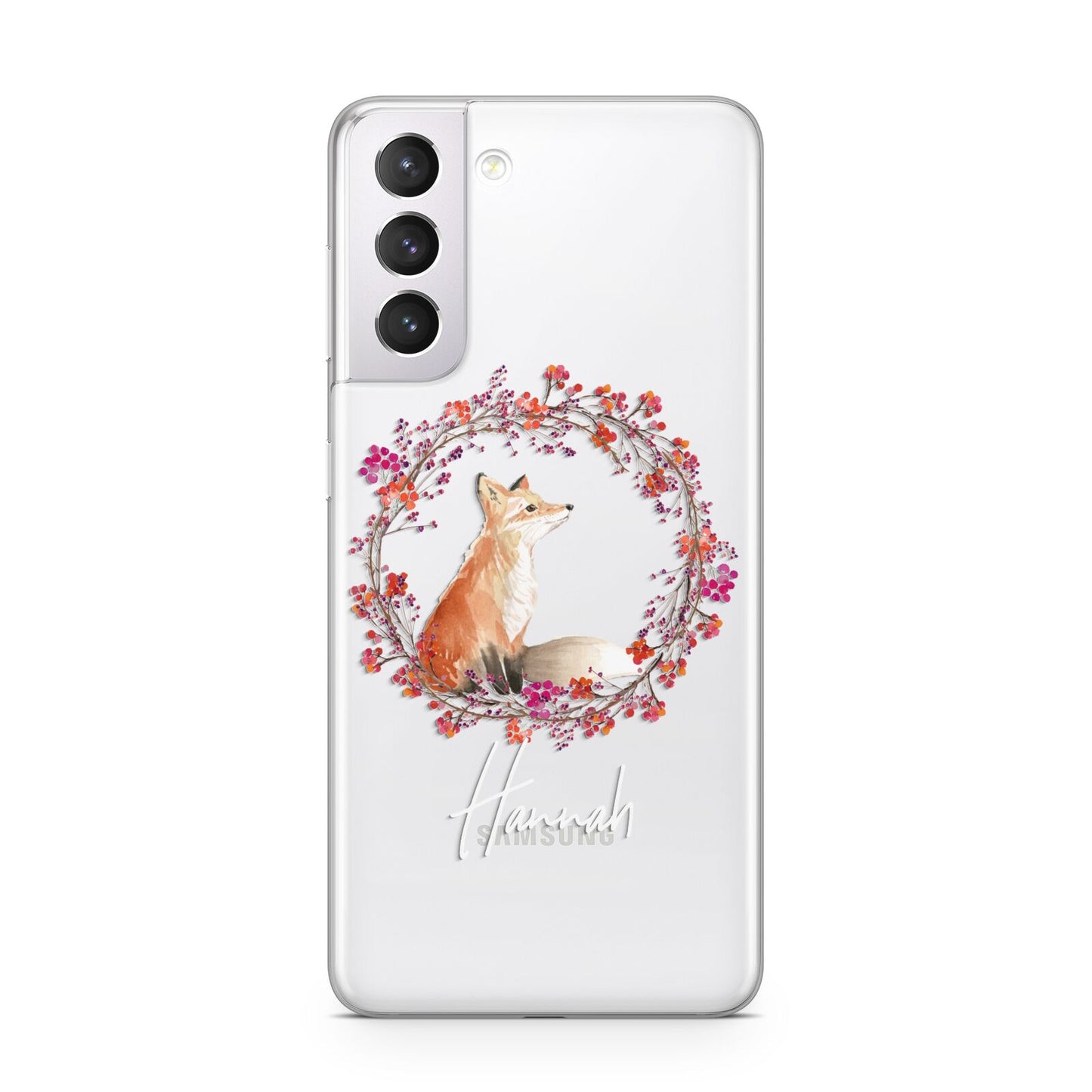 Personalised Fox Christmas Wreath Samsung S21 Case