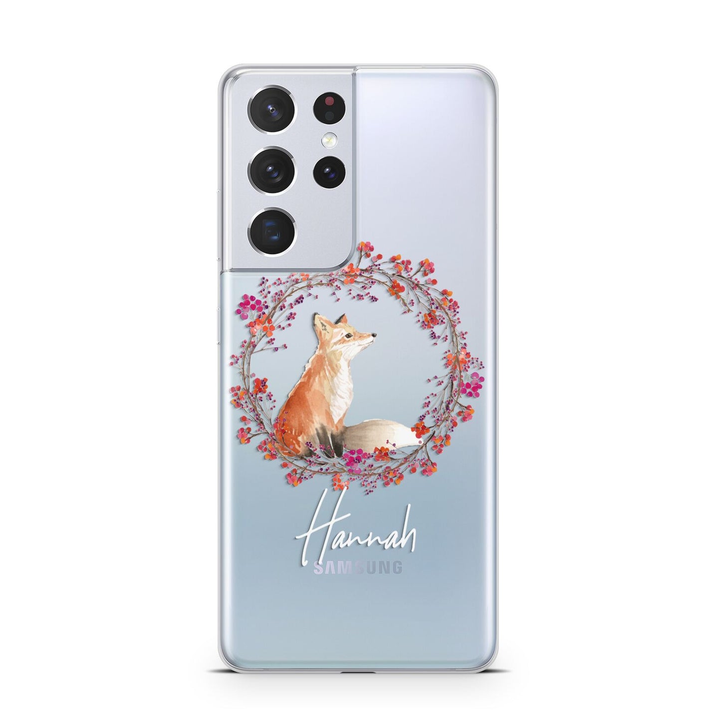 Personalised Fox Christmas Wreath Samsung S21 Ultra Case