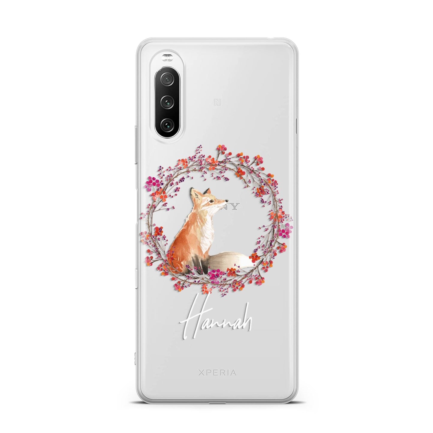 Personalised Fox Christmas Wreath Sony Xperia 10 III Case