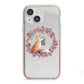 Personalised Fox Christmas Wreath iPhone 13 Mini TPU Impact Case with Pink Edges