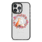 Personalised Fox Christmas Wreath iPhone 14 Pro Max Black Impact Case on Silver phone