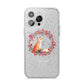 Personalised Fox Christmas Wreath iPhone 14 Pro Max Glitter Tough Case Silver