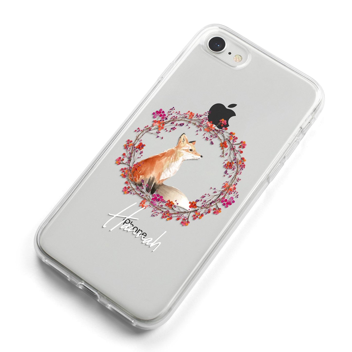 Personalised Fox Christmas Wreath iPhone 8 Bumper Case on Silver iPhone Alternative Image