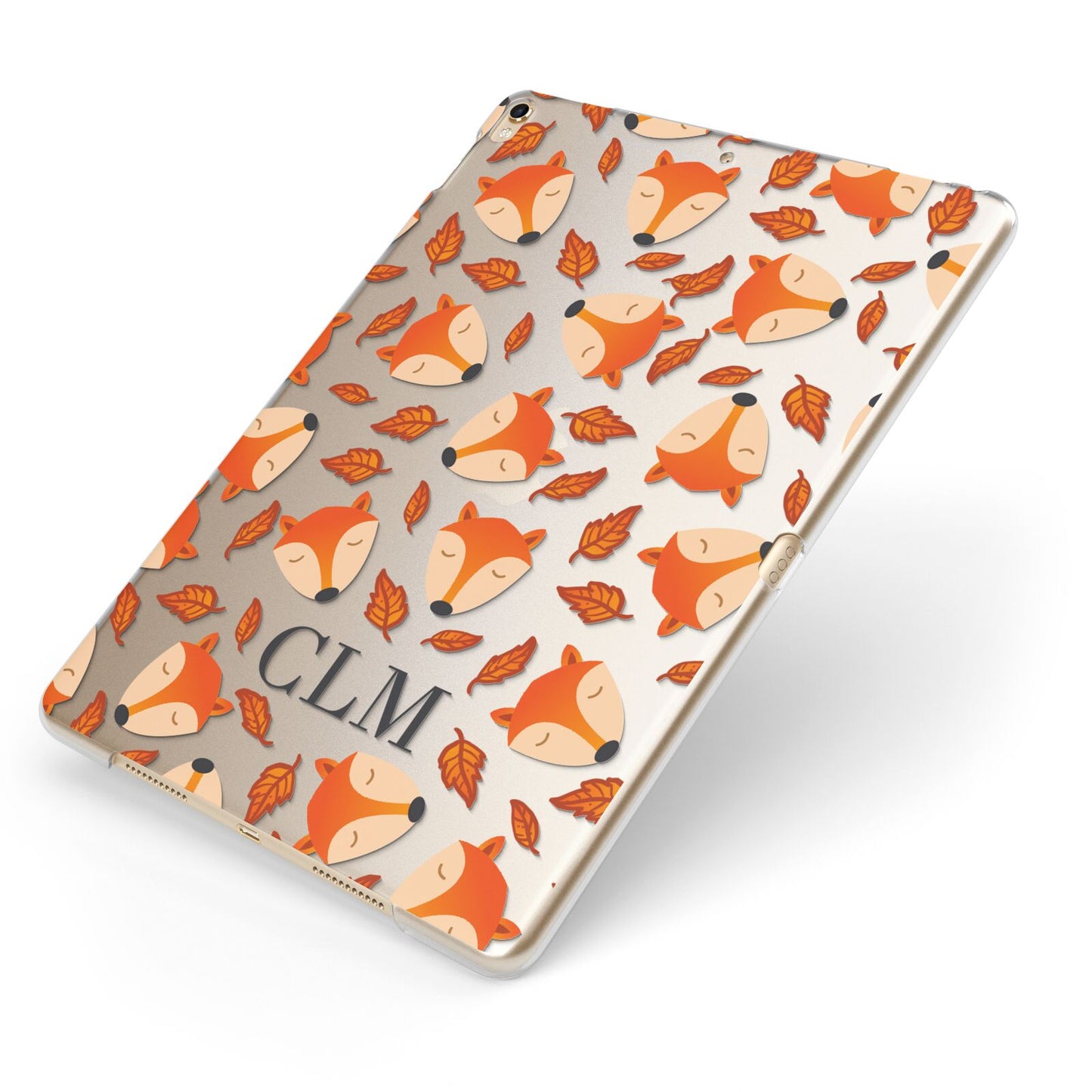 Personalised Fox Initials Apple iPad Case on Gold iPad Side View