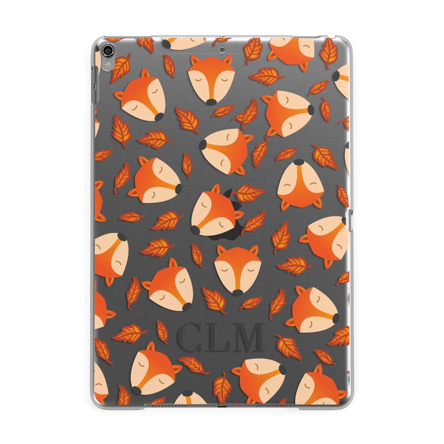 Personalised Fox Initials Apple iPad Grey Case