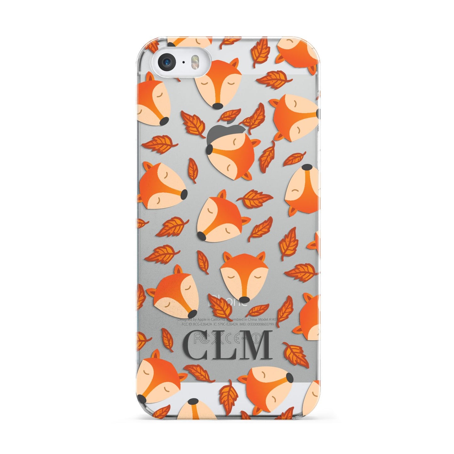 Personalised Fox Initials Apple iPhone 5 Case