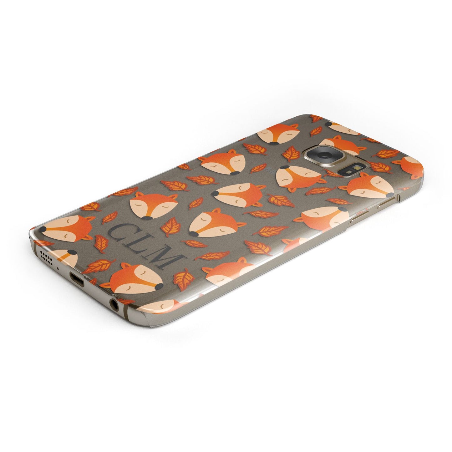 Personalised Fox Initials Protective Samsung Galaxy Case Angled Image