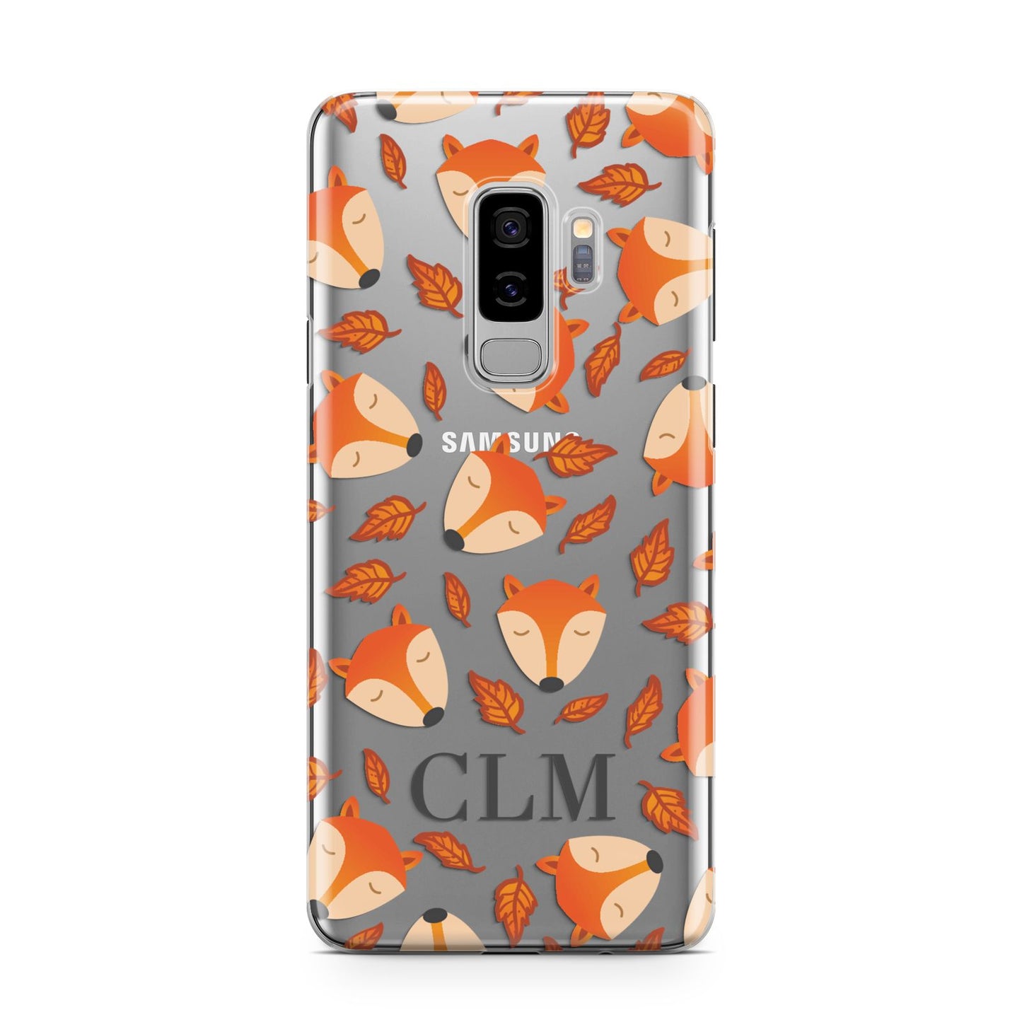 Personalised Fox Initials Samsung Galaxy S9 Plus Case on Silver phone