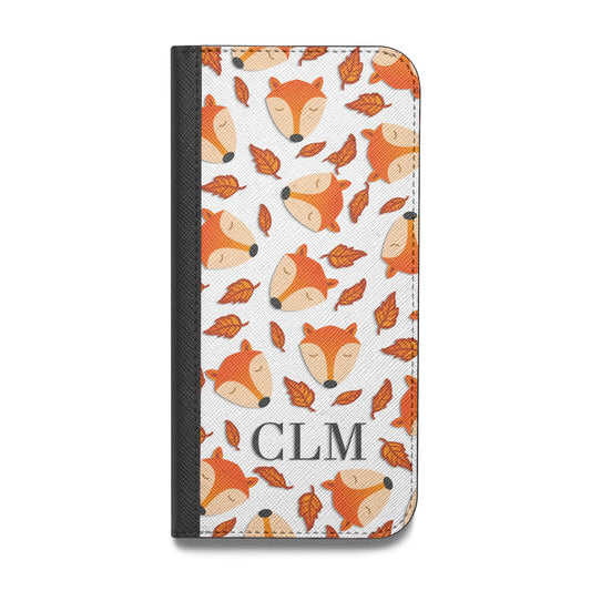 Personalised Fox Initials Vegan Leather Flip Samsung Case