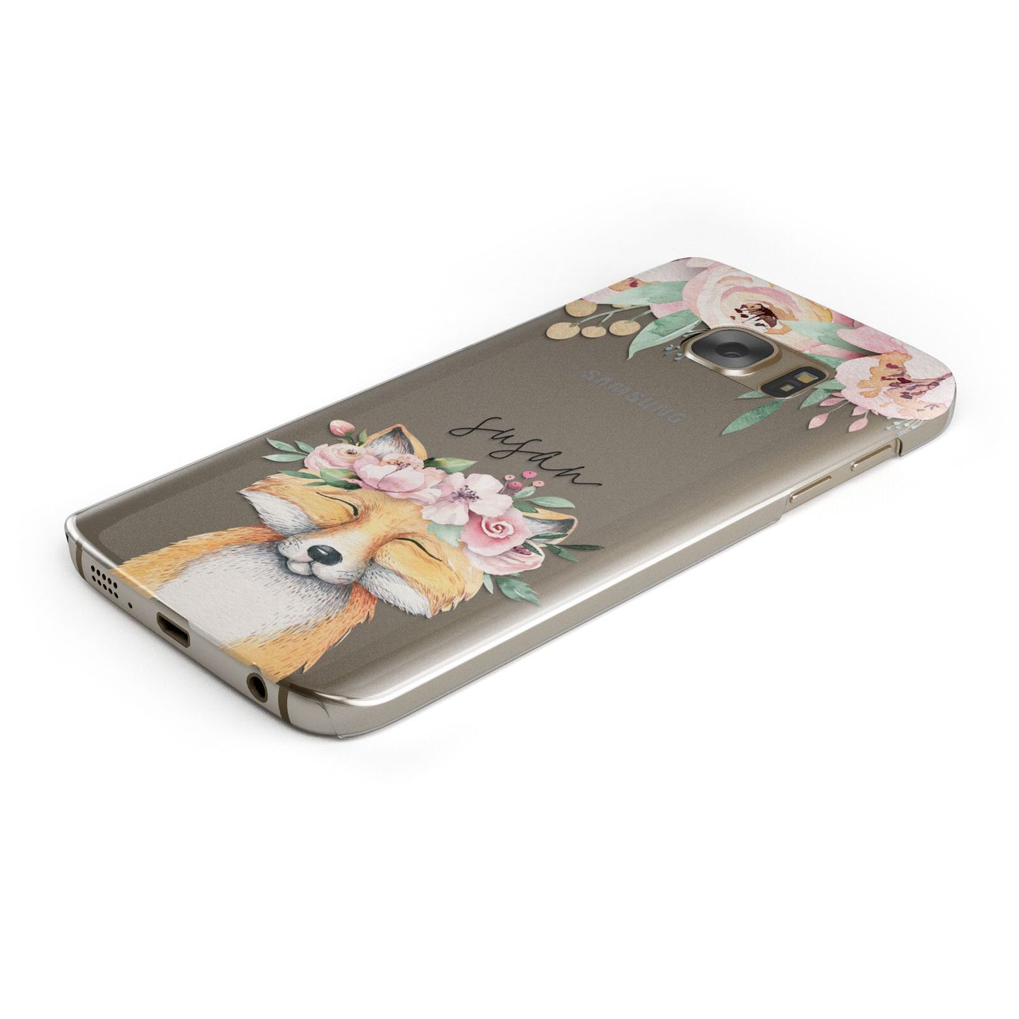 Personalised Fox Protective Samsung Galaxy Case Angled Image