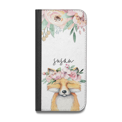 Personalised Fox Vegan Leather Flip iPhone Case