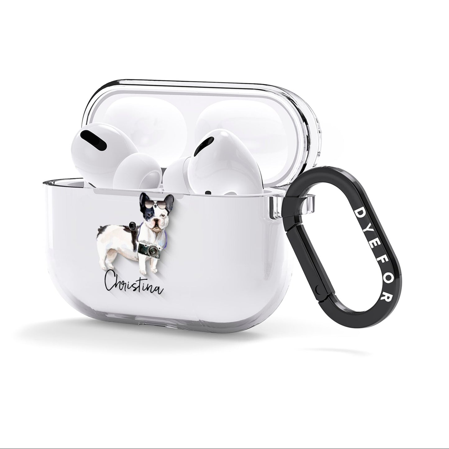 Personalised French Bulldog AirPods Clear Case 3rd Gen Side Image