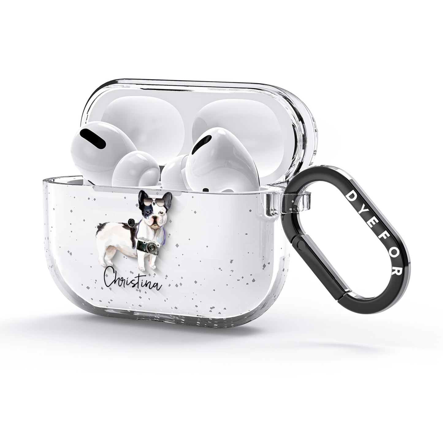 Personalised French Bulldog AirPods Glitter Case 3rd Gen Side Image