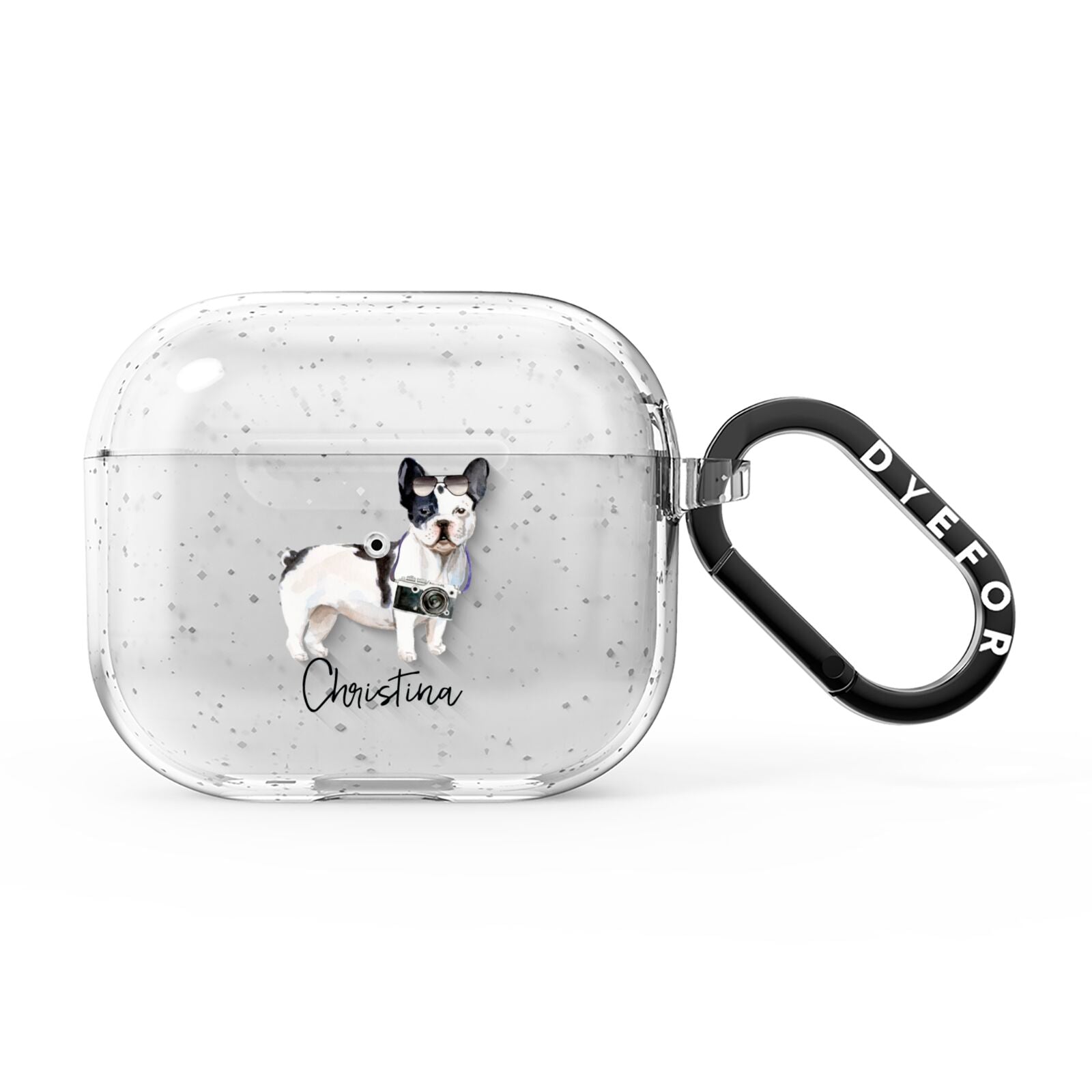 Personalised French Bulldog AirPods Glitter Case 3rd Gen