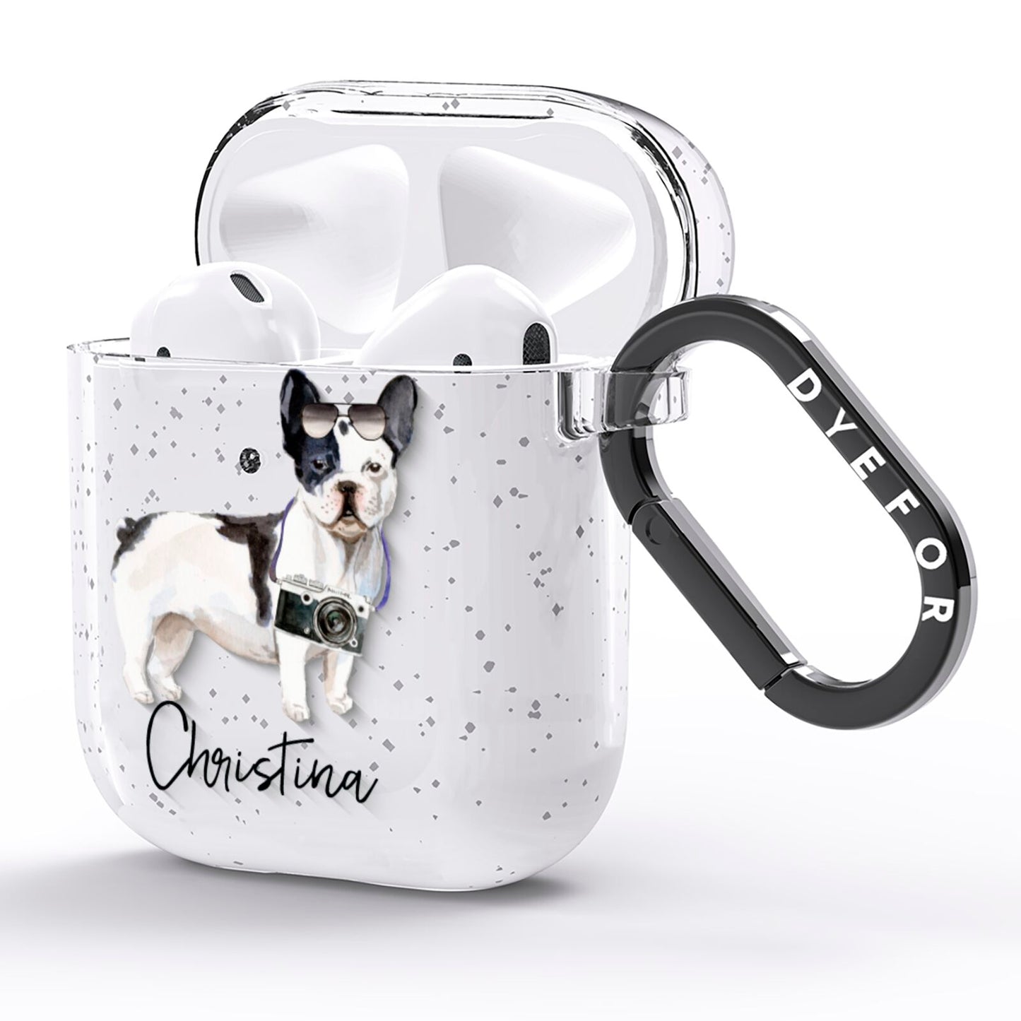 Personalised French Bulldog AirPods Glitter Case Side Image