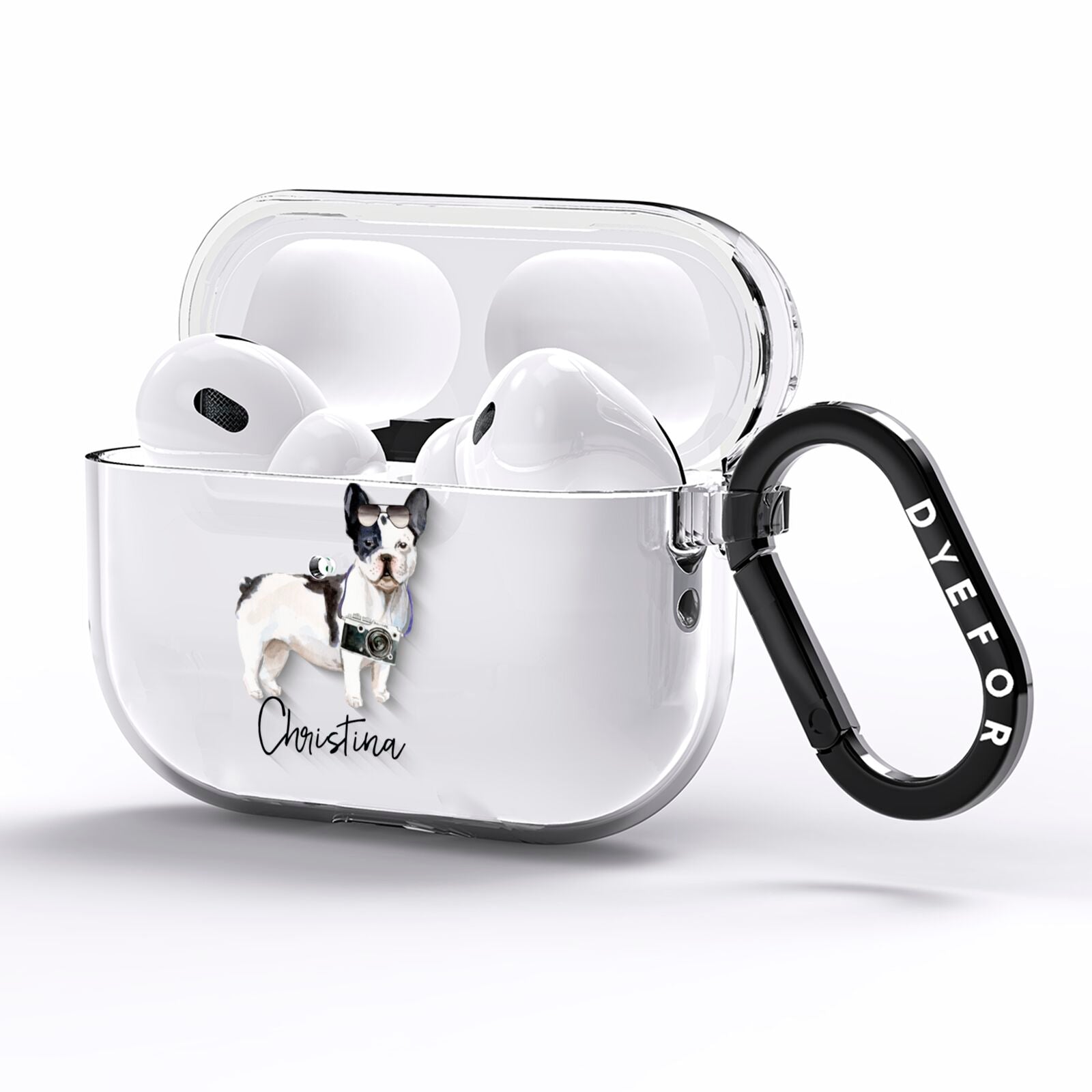 Personalised French Bulldog AirPods Pro Clear Case Side Image