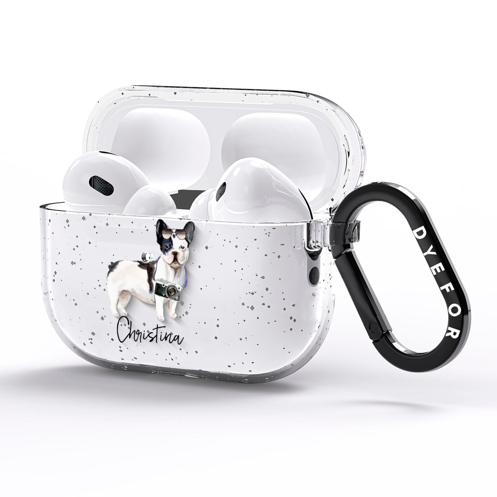 Personalised French Bulldog AirPods Pro Glitter Case Side Image