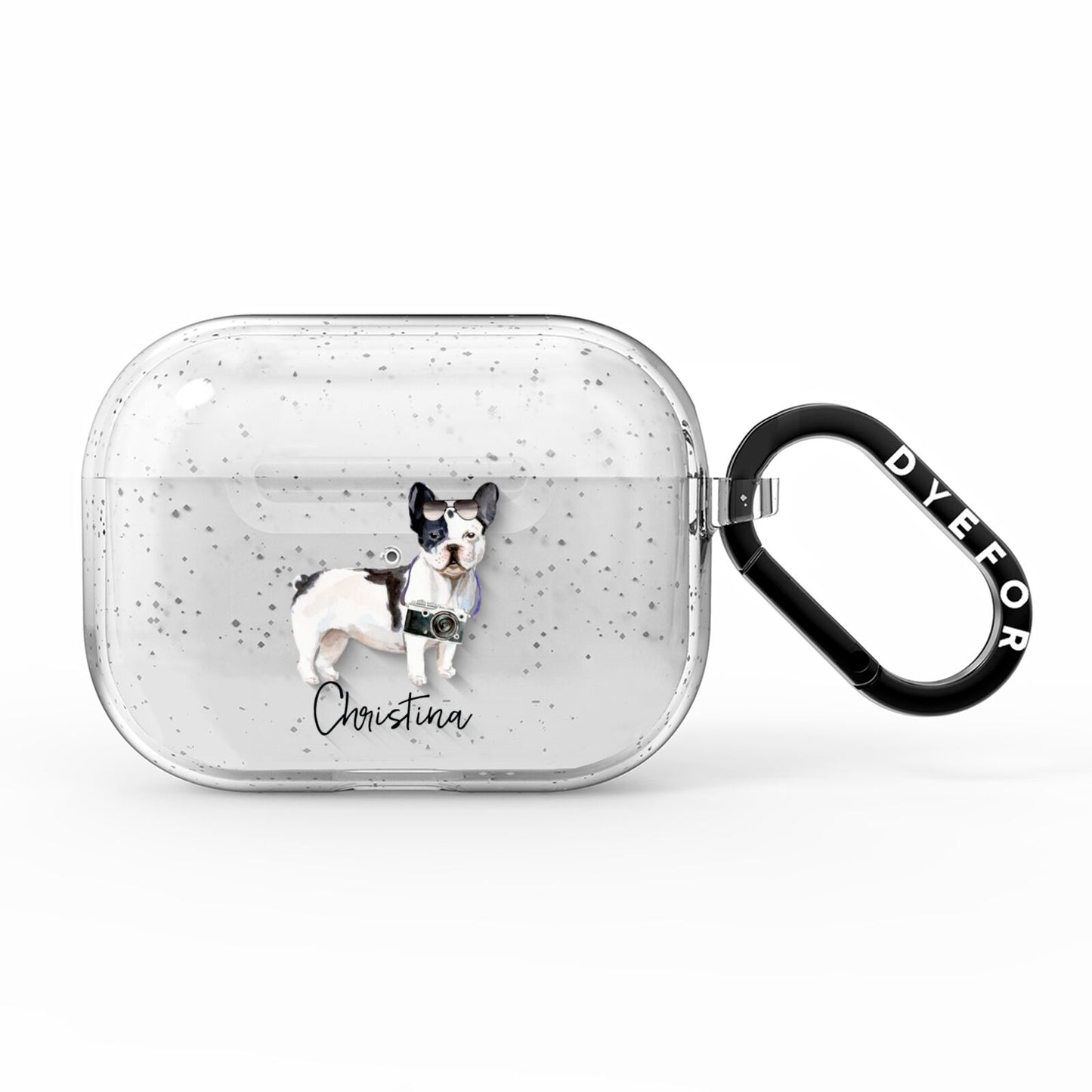 Personalised French Bulldog AirPods Pro Glitter Case