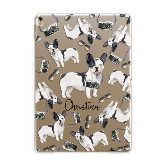 Personalised French Bulldog Apple iPad Gold Case