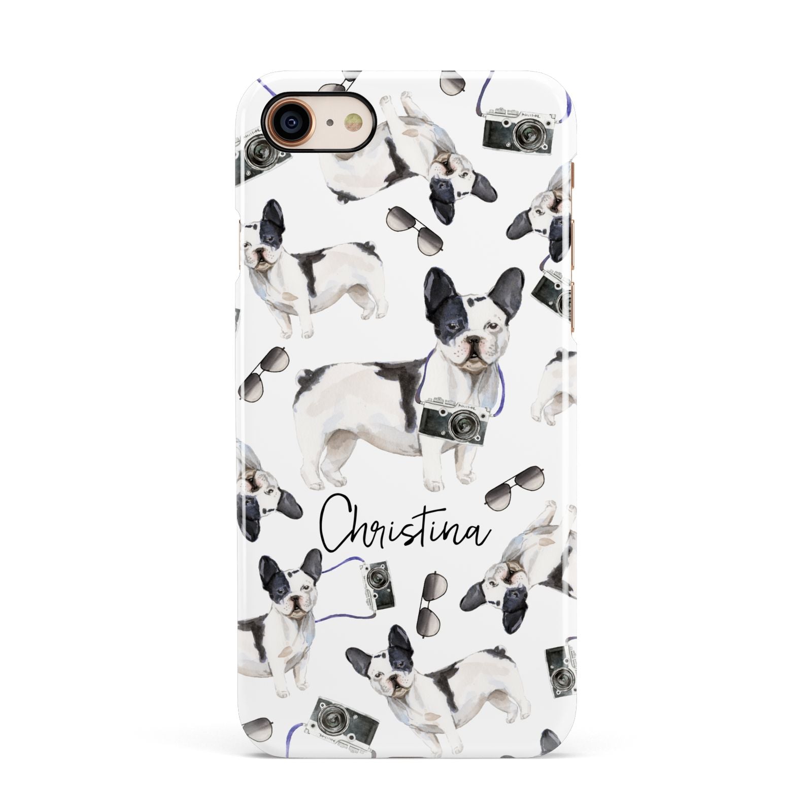 Personalised French Bulldog Apple iPhone 7 8 3D Snap Case