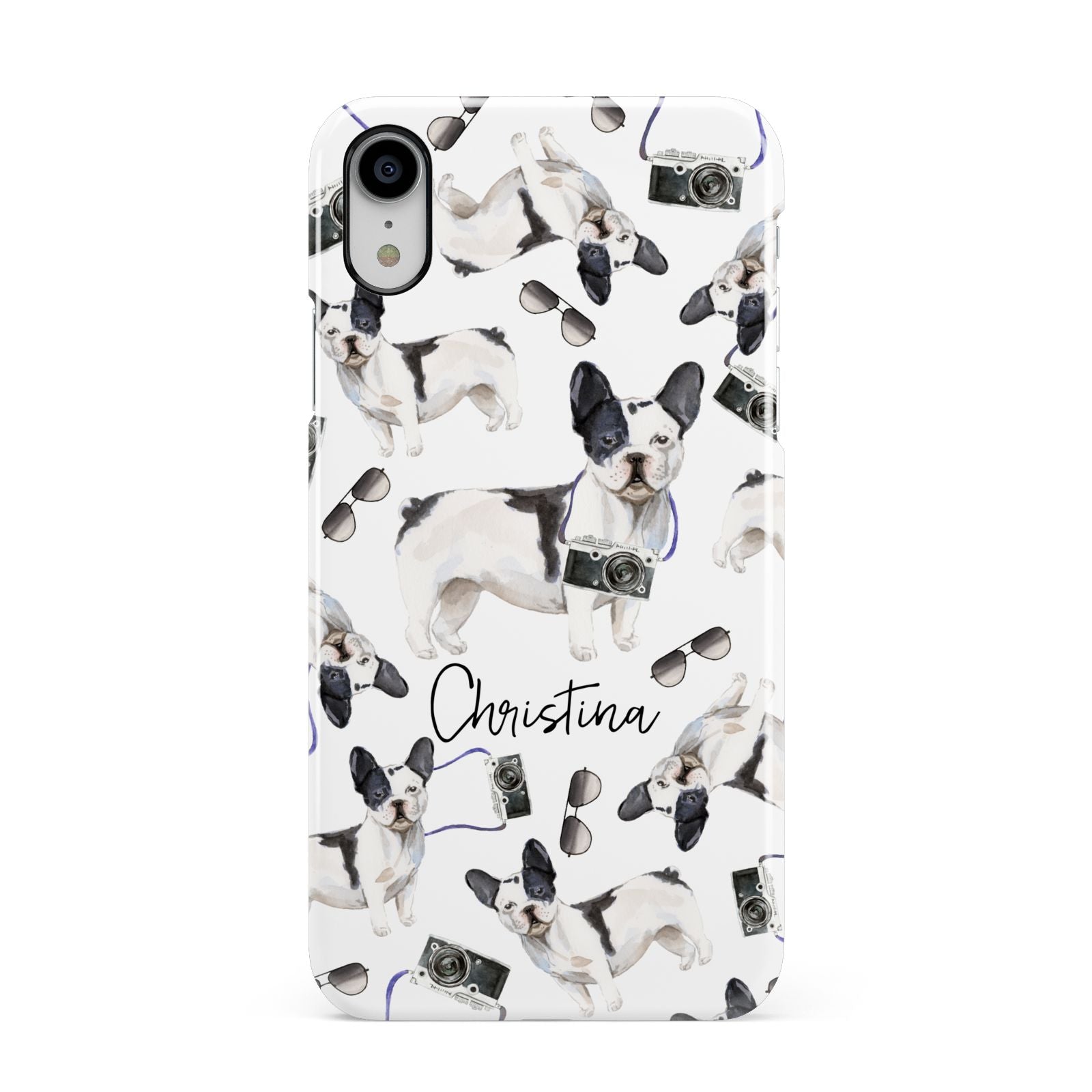 Personalised French Bulldog Apple iPhone XR White 3D Snap Case
