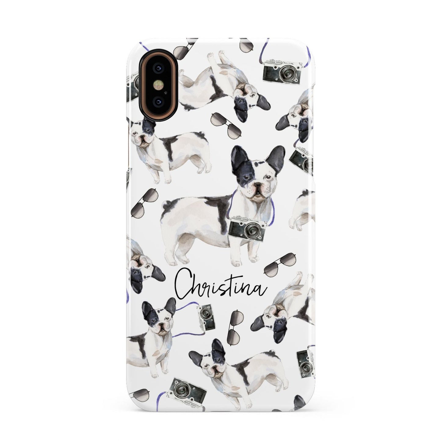 Personalised French Bulldog Apple iPhone XS 3D Snap Case