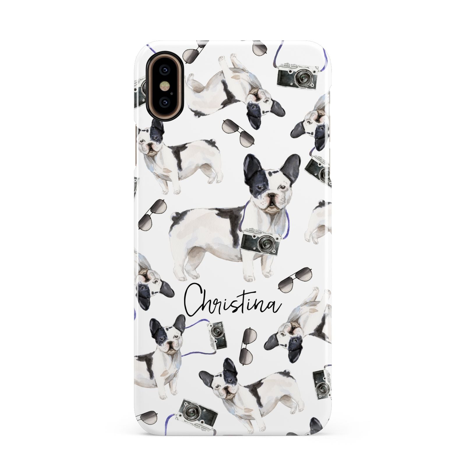 Personalised French Bulldog Apple iPhone Xs Max 3D Snap Case