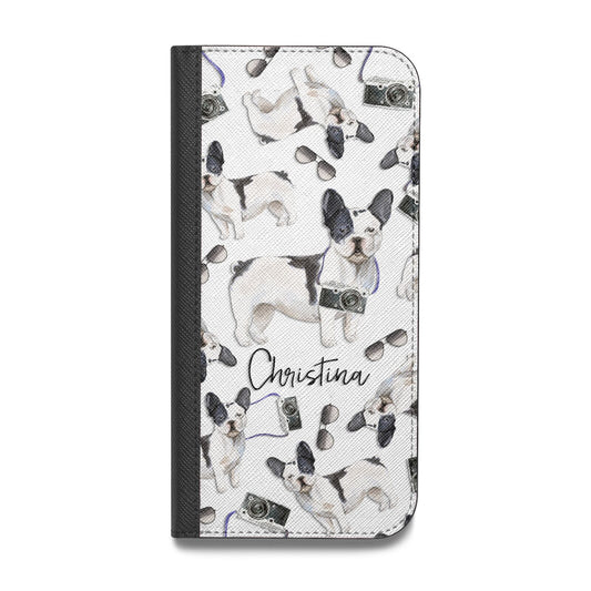 Personalised French Bulldog Vegan Leather Flip iPhone Case