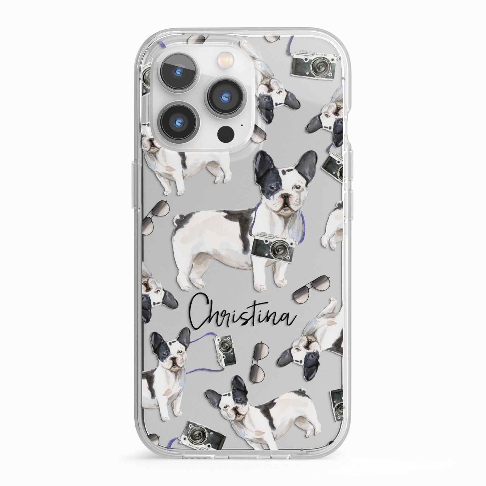 Personalised French Bulldog iPhone 13 Pro TPU Impact Case with White Edges