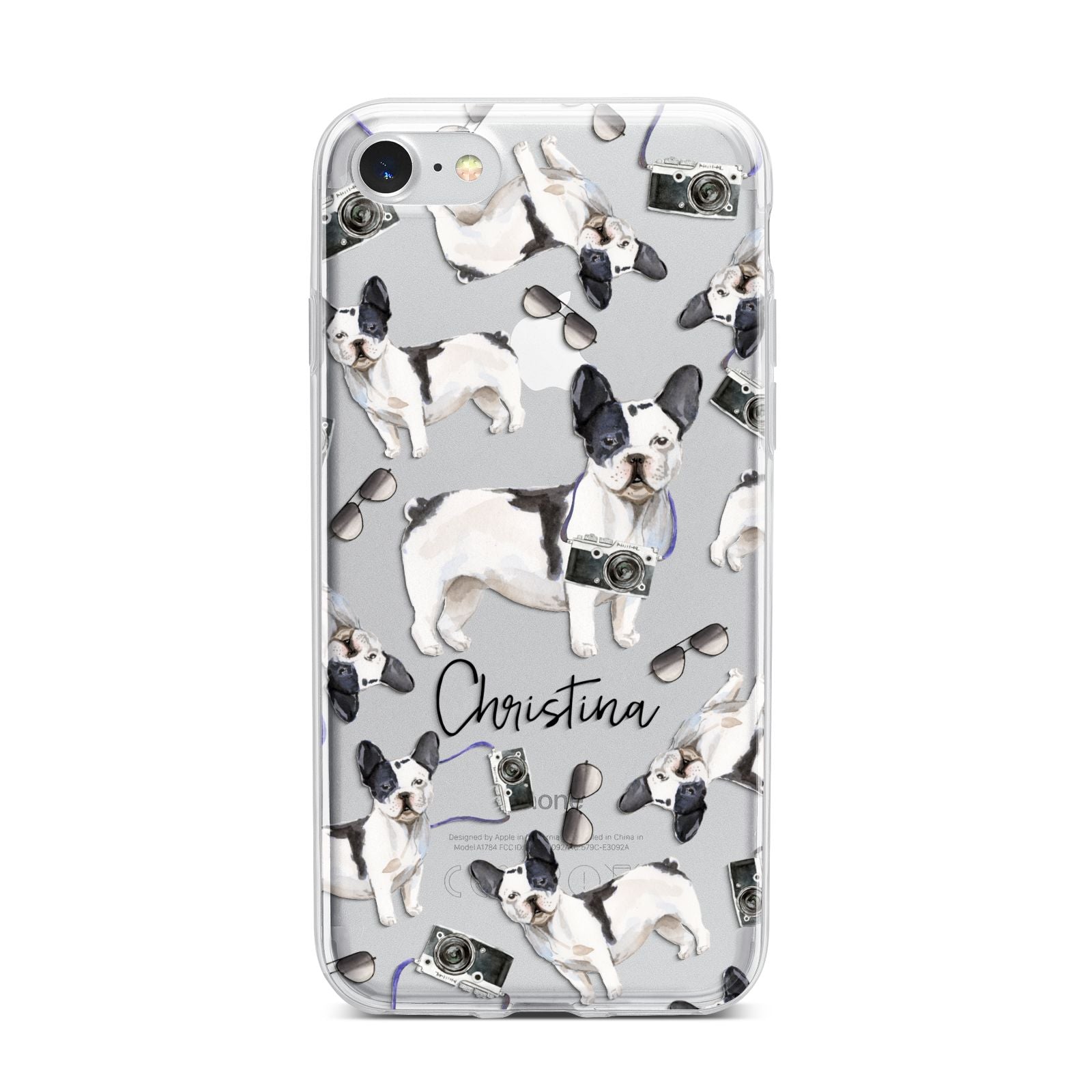 Personalised French Bulldog iPhone 7 Bumper Case on Silver iPhone