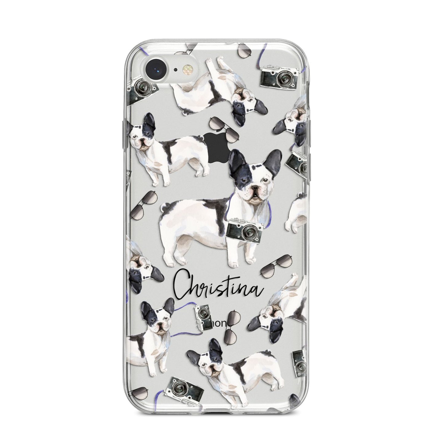 Personalised French Bulldog iPhone 8 Bumper Case on Silver iPhone