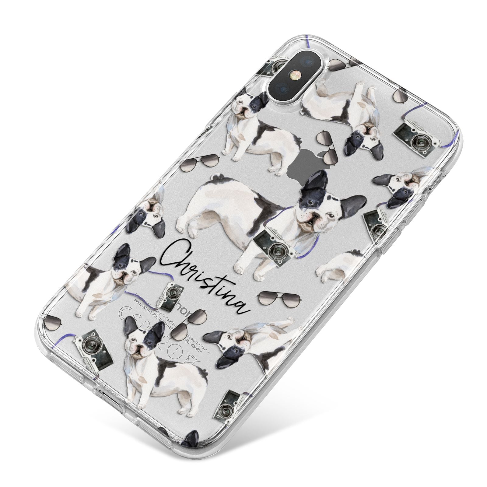 Personalised French Bulldog iPhone X Bumper Case on Silver iPhone