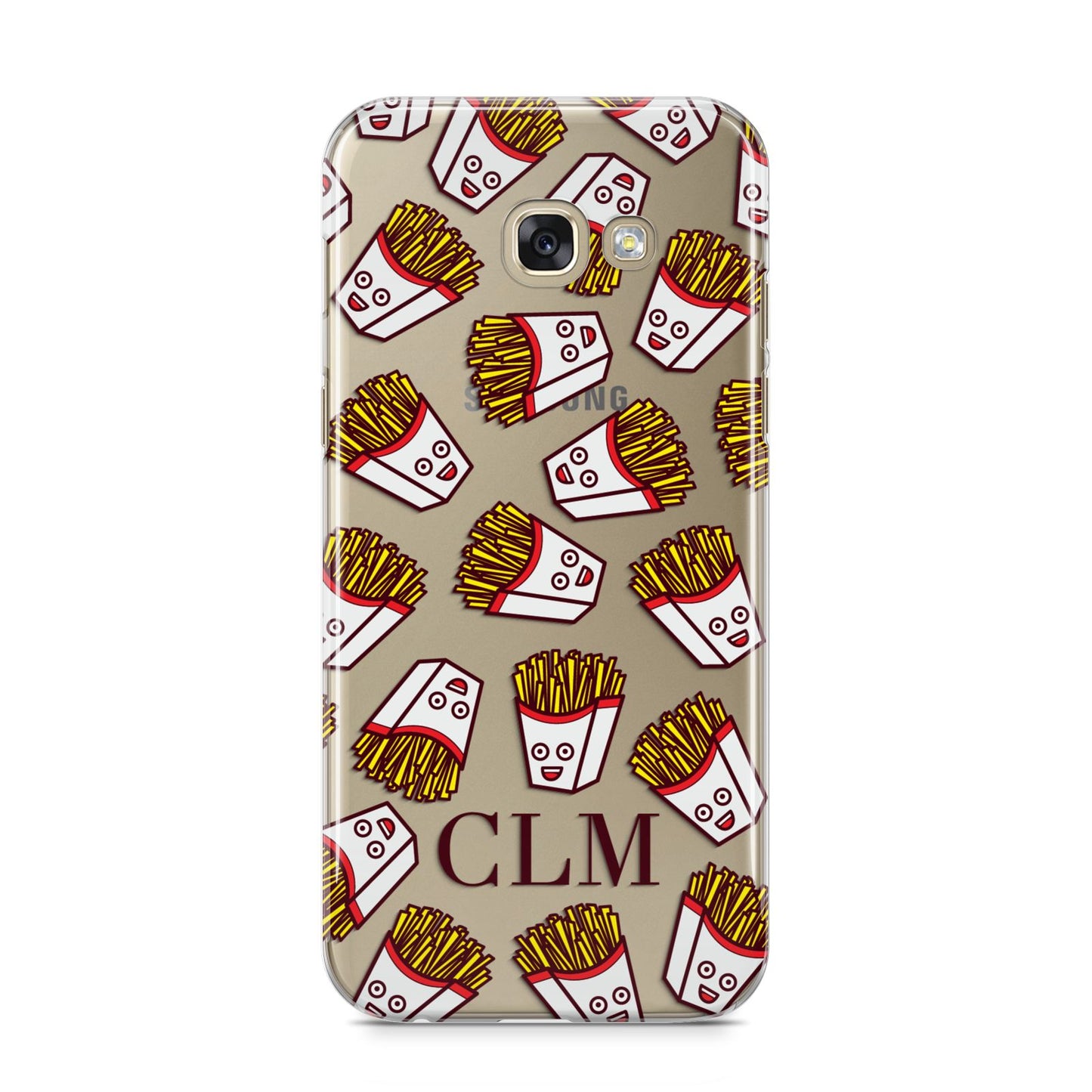 Personalised Fries Initials Clear Samsung Galaxy A5 2017 Case on gold phone