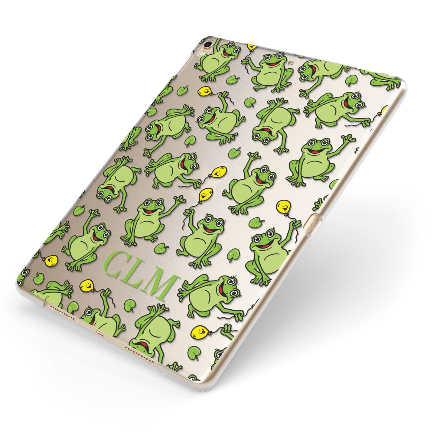 Personalised Frog Initials Apple iPad Case on Gold iPad Side View